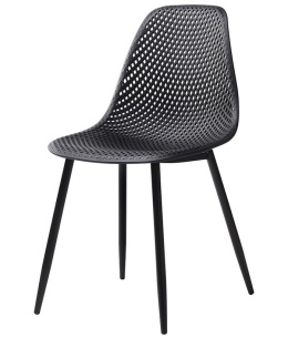 NOWOCZESNE CZARNE KRZESŁO, AŻUROWE, DO JADALNI, DO SALONU, LOFT, METAL