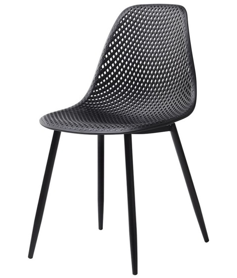 NOWOCZESNE CZARNE KRZESŁO, AŻUROWE, DO JADALNI, DO SALONU, LOFT, METAL
