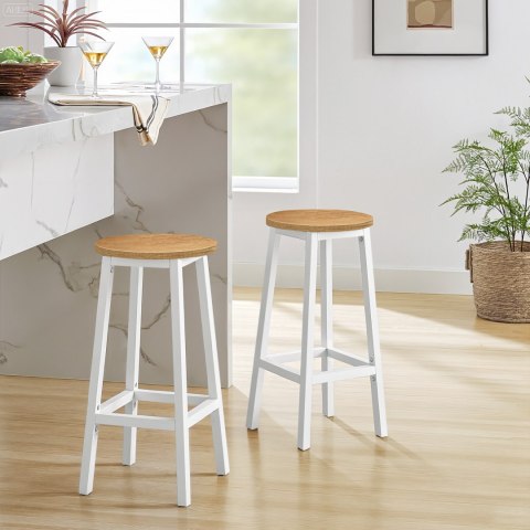 Taboret barowy - dąb / nogi białe Taboret barowy - dąb / nogi białe