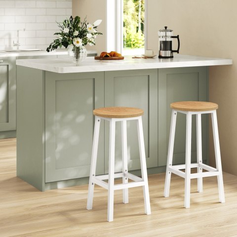 Taboret barowy - dąb / nogi białe Taboret barowy - dąb / nogi białe