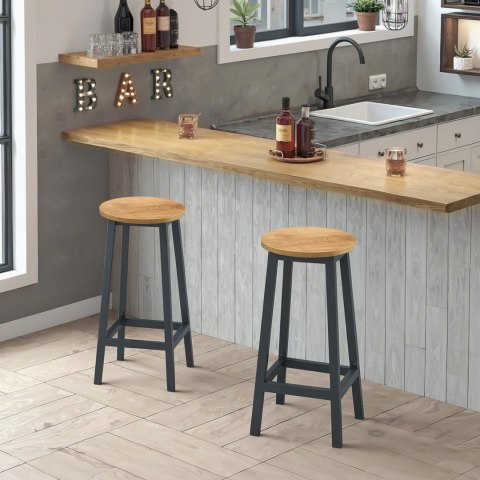 Taboret barowy - dąb / nogi czarne Taboret barowy - dąb / nogi czarne