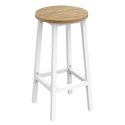 Taboret barowy - dąb sonoma / nogi białe