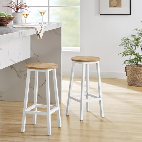 Taboret barowy - dąb sonoma / nogi białe Taboret barowy - dąb sonoma / nogi białe