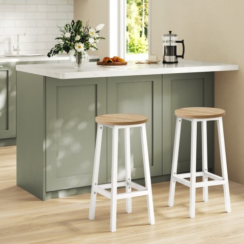 Taboret barowy - dąb sonoma / nogi białe Taboret barowy - dąb sonoma / nogi białe