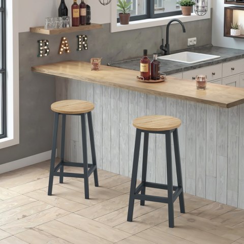 Taboret barowy - dąb sonoma / nogi czarne Taboret barowy - dąb sonoma / nogi czarne