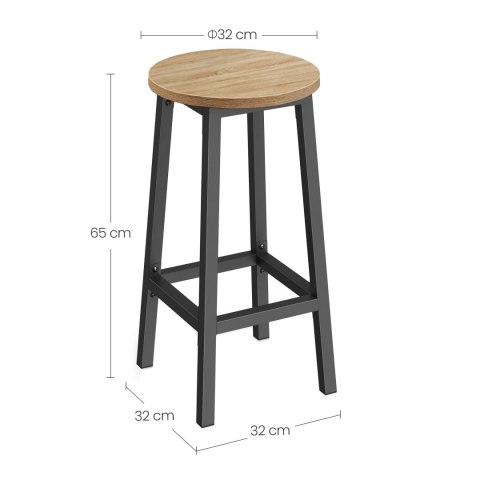 Taboret barowy - dąb sonoma / nogi czarne Taboret barowy - dąb sonoma / nogi czarne