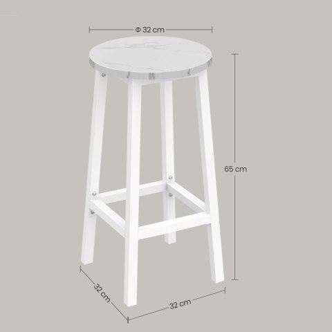 Taboret barowy - marmur / nogi białe Taboret barowy - marmur / nogi białe