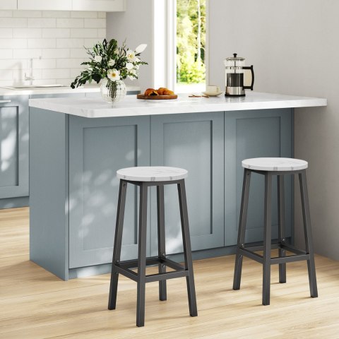 Taboret barowy - marmur / nogi czarne Taboret barowy - marmur / nogi czarne