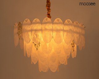 LAMPA WISZĄCA MOOSEE AURELIA 80 ZŁOTA, SZKLANA, GLAMOUR, SALON, ART DECO