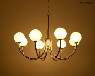 LAMPA WISZĄCA AURELIA ZŁOTA, MOOSEE, SZKLANE KULE, NOWOCZESNA, 8xLED, LOFT
