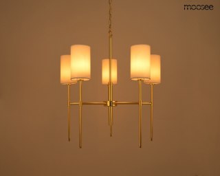 LAMPA WISZĄCA AUREA MOOSEE ZŁOTA, GLAMOUR, NOWOCZESNA, SALON, METAL, E14