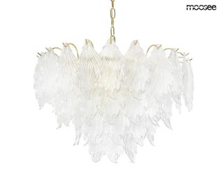 LAMPA WISZĄCA AURELIA ZŁOTA MOOSEE, SZKLANA, GLAMOUR, 80CM, 15XE14, SALON