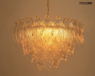 LAMPA WISZĄCA AURELIA ZŁOTA MOOSEE, SZKLANA, GLAMOUR, 80CM, 15XE14, SALON