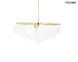 LAMPA WISZĄCA AURELIA 60 ZŁOTA BIAŁA MOOSEE, NOWOCZESNA, SZKŁO, SALON, E14