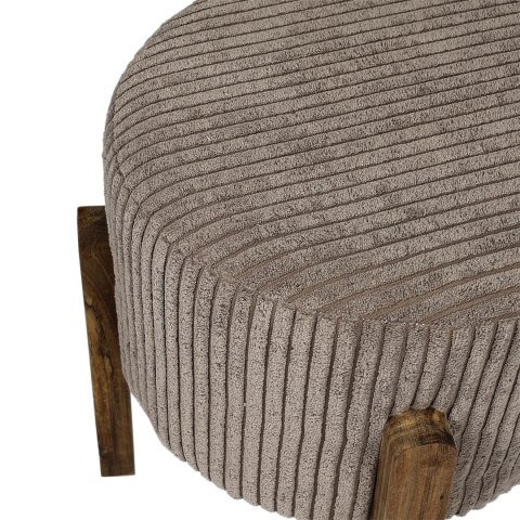 BRĄZOWA PUFA VINTAGE, OKRĄGŁA, SZTRUKS, DREWNO, STOŁEK, 35 CM BRĄZOWA PUFA VINTAGE, OKRĄGŁA, SZTRUKS, DREWNO, STOŁEK, 35 CM