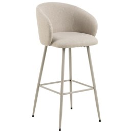 BEŻOWY TAPICEROWANY HOKER Z OPARCIEM - VELIA, DO WYSPY, ELEGANCKI, METALOWY