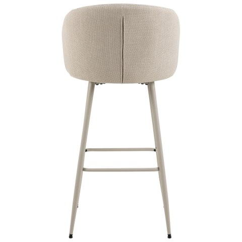 BEŻOWY TAPICEROWANY HOKER Z OPARCIEM - VELIA, DO WYSPY, ELEGANCKI, METALOWY