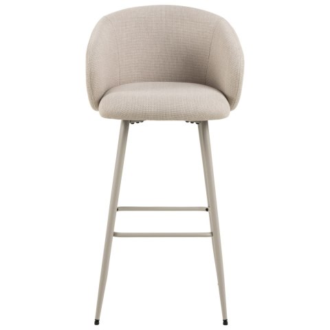 BEŻOWY TAPICEROWANY HOKER Z OPARCIEM - VELIA, DO WYSPY, ELEGANCKI, METALOWY