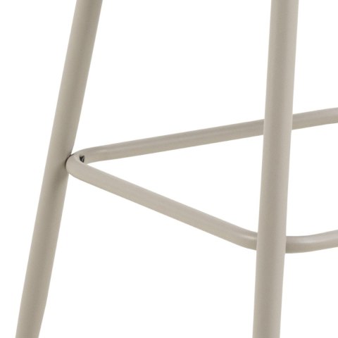 BEŻOWY TAPICEROWANY HOKER Z OPARCIEM - VELIA, DO WYSPY, ELEGANCKI, METALOWY