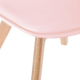 NOWOCZESNE KRZESŁO DO JADALNI NORD, RÓŻOWE, DREWNIANE NOGI, PODUSZKA