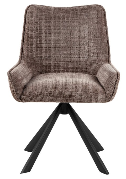 BRĄZOWE KRZESŁO OBROTOWE CORTE, DO JADALNI, SALONU, TAPICEROWANE ELEGANCKIE