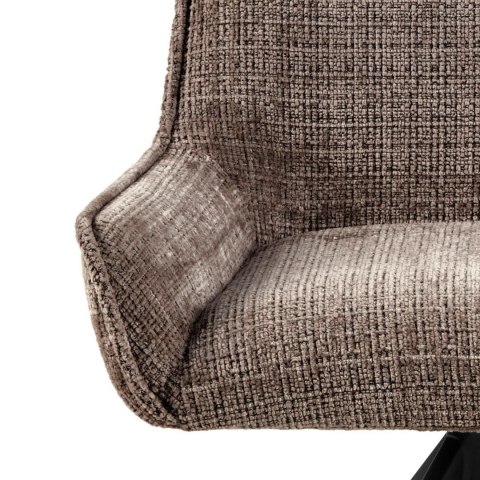 BRĄZOWE KRZESŁO OBROTOWE CORTE, DO JADALNI, SALONU, TAPICEROWANE ELEGANCKIE