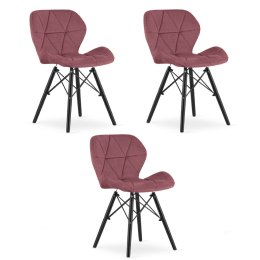 Krzesło LAGO Aksamit - ciemny róż / nogi czarne x 3