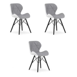 Krzesło LAGO ekoskóra - szaro-białe / nogi czarne x 3