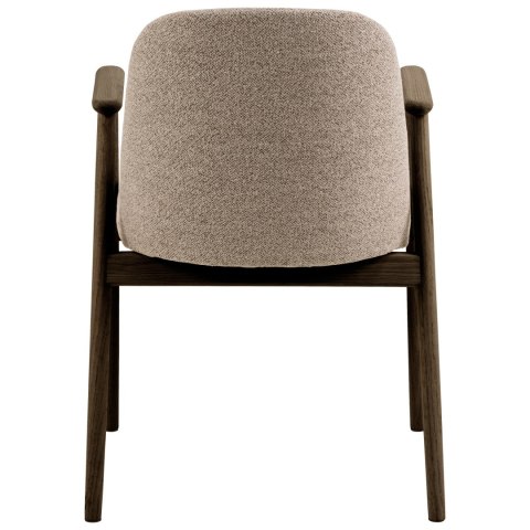 DREWNIANE KRZESŁO DO JADALNI, DĄB DYMIONY, BEŻOWE, PODŁOKIETNIKI, TKANINA