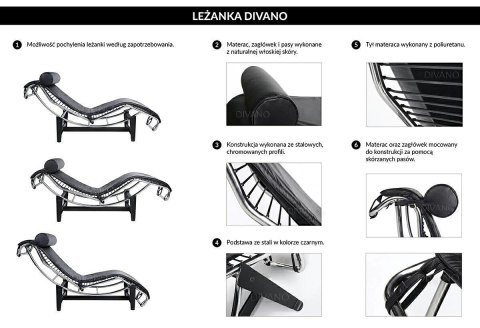 LEŻANKA AURALUX, SKÓRA NATURALNA PONY, WŁOSKA SKÓRA, STAL CHROMOWANA, FOTEL