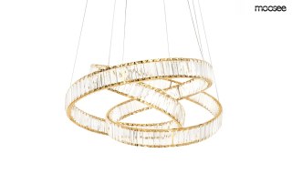 LAMPA WISZĄCA CRYSTALLO ZŁOTA, KRYSZTAŁOWA, MOOSEE, LED 70W, SALON, 75CM