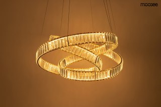 LAMPA WISZĄCA CRYSTALLO ZŁOTA, KRYSZTAŁOWA, MOOSEE, LED 70W, SALON, 75CM