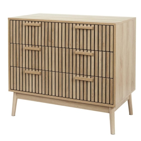 NOWOCZESNA KOMODA SCANDI, DĄB, 3 SZUFLADY, DO SALONU, POJEMNA, LAMELE 90 CM