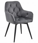 OBROTOWE CIEMNO SZARE KRZESŁO MALIA Z PODŁOKIETNIKAMI, TAPICEROWANE GLAMOUR