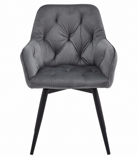 OBROTOWE CIEMNO SZARE KRZESŁO MALIA Z PODŁOKIETNIKAMI, TAPICEROWANE GLAMOUR