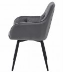 OBROTOWE CIEMNO SZARE KRZESŁO MALIA Z PODŁOKIETNIKAMI, TAPICEROWANE GLAMOUR