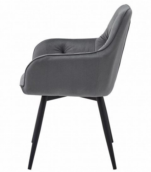 OBROTOWE CIEMNO SZARE KRZESŁO MALIA Z PODŁOKIETNIKAMI, TAPICEROWANE GLAMOUR