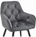 OBROTOWE CIEMNO SZARE KRZESŁO MALIA Z PODŁOKIETNIKAMI, TAPICEROWANE GLAMOUR