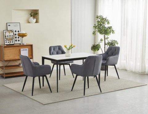 OBROTOWE CIEMNO SZARE KRZESŁO MALIA Z PODŁOKIETNIKAMI, TAPICEROWANE GLAMOUR