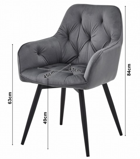 OBROTOWE JASNE SZARE KRZESŁO MALIA, Z PODŁOKIETNIKAMI, TAPICEROWANE GLAMOUR