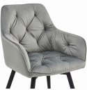 OBROTOWE JASNE SZARE KRZESŁO MALIA, Z PODŁOKIETNIKAMI, TAPICEROWANE GLAMOUR