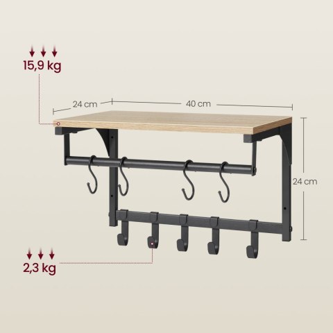 Półka z Wieszakami - sonoma - LCR103B11