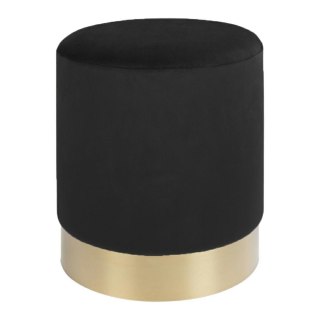 CZARNA PUFA GLAMOUR, ZŁOTY METAL, ELEGANCKA DO SALONU, PUF, TAPICEROWANA
