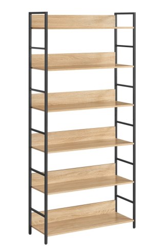 REGAŁ NA KSIĄŻKI STRUKTURA, SONOMA, 6 PÓŁEK, LOFT, INDUSTRIALNY, DO SALONU