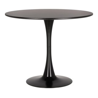 CZARNY OKRĄGŁY STÓŁ - TULIP, NA JEDNEJ NODZE, 90 CM - DO SALONU, JADALNI
