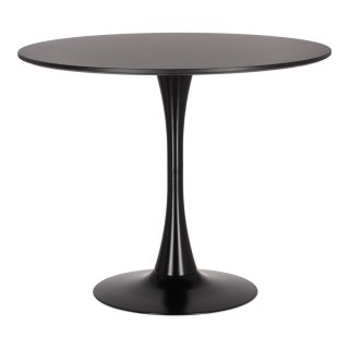 CZARNY OKRĄGŁY STÓŁ - TULIP, NA JEDNEJ NODZE, 90 CM - DO SALONU, JADALNI