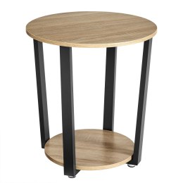 STOLIK KAWOWY OKRĄGŁY AETHEL, SONOMA, CZARNY, LOFT, Z PÓŁKĄ, DO SALONU