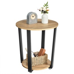 STOLIK KAWOWY OKRĄGŁY AETHEL, SONOMA, CZARNY, LOFT, Z PÓŁKĄ, DO SALONU