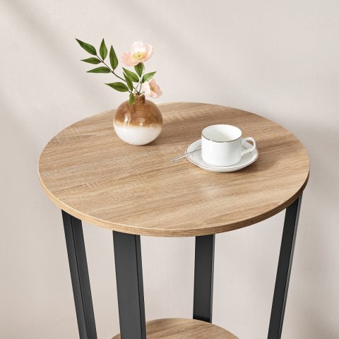STOLIK KAWOWY OKRĄGŁY AETHEL, SONOMA, CZARNY, LOFT, Z PÓŁKĄ, DO SALONU