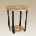STOLIK KAWOWY OKRĄGŁY AETHEL, SONOMA, CZARNY, LOFT, Z PÓŁKĄ, DO SALONU
